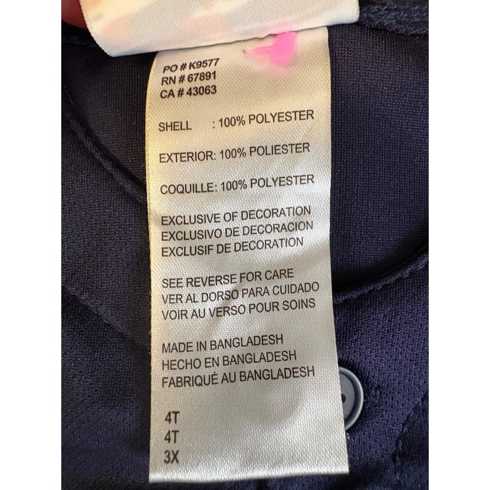 MLB New York Yankees Toddler Jersey Navy Blue Button Up Team Athletics 4T EUC - Picture 3 of 5